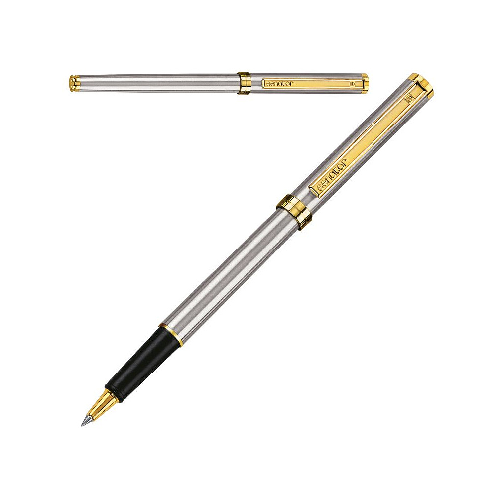 Ручка-роллер "Senator Delgado", 1.0 мм, серебристый, золотистый, стерж. синий - 2