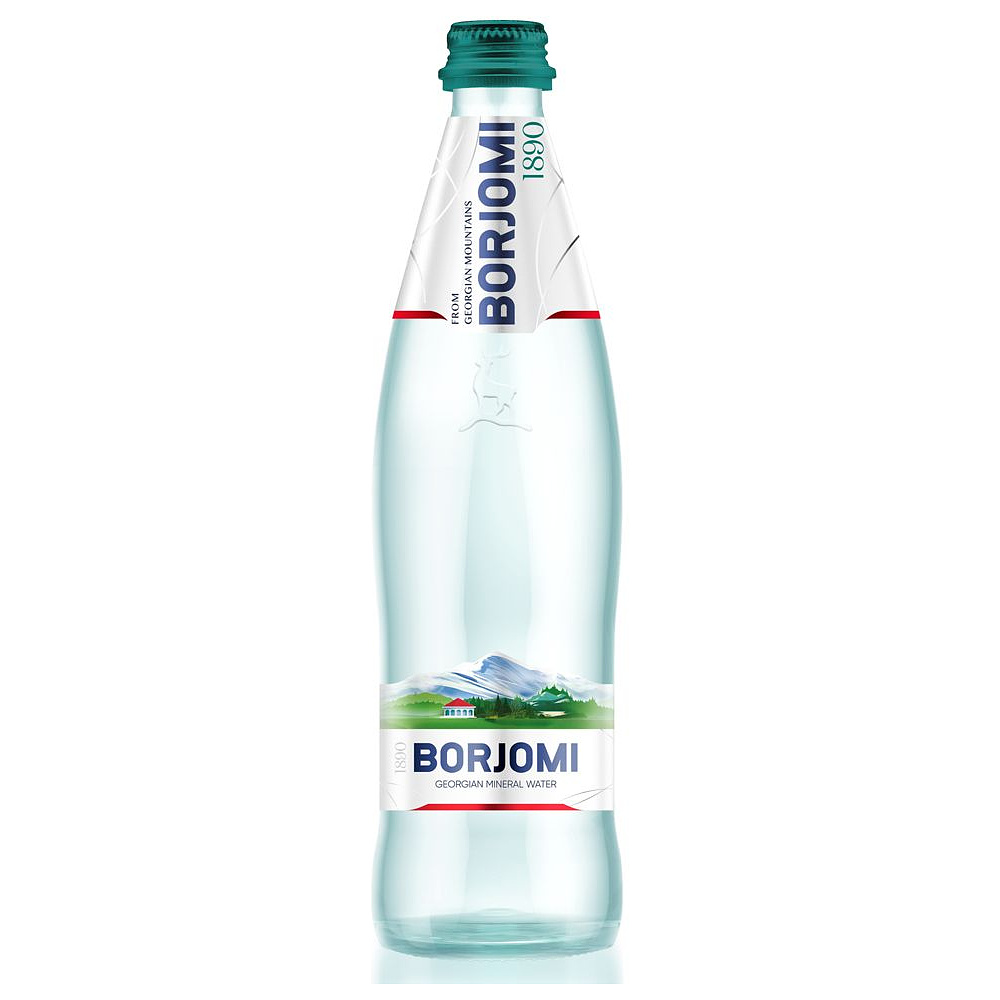 Вода минеральная "Borjomi", газированная, 0.5 л, стекло