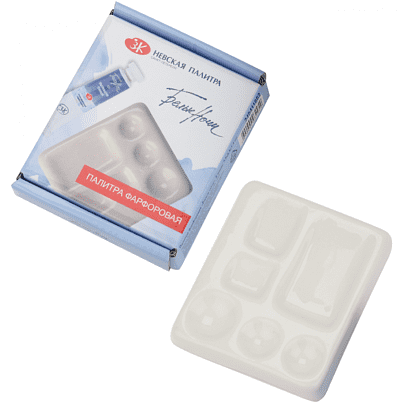 Палитра фарфоровая "Белые ночи", прямоугольная, 6 ячеек - 2