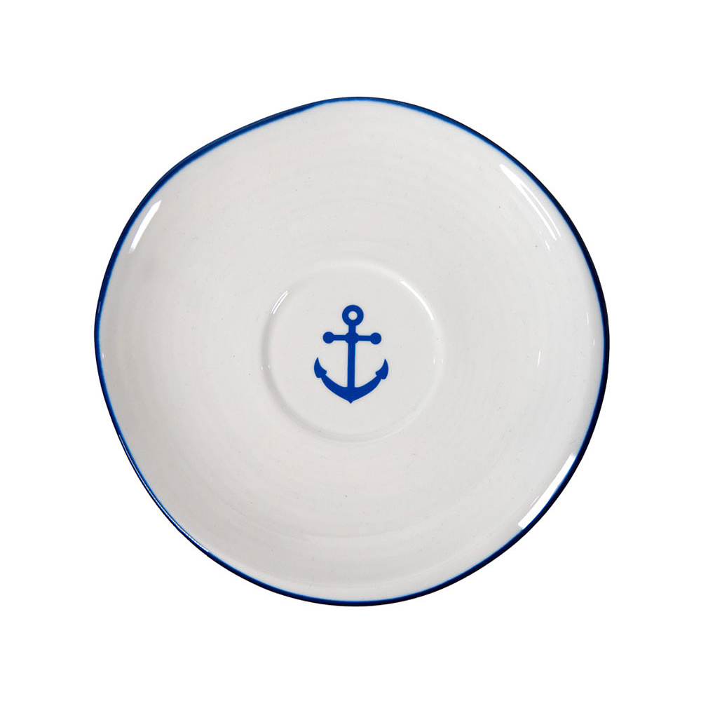 Набор посуды чайник и чашка с блюдцем "Seawave", белый, синий - 13