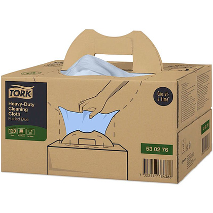 Материал нетканый "Tork Premium" повышенной прочности в салфетках, W7, 120 шт/упак, голубой (530276)