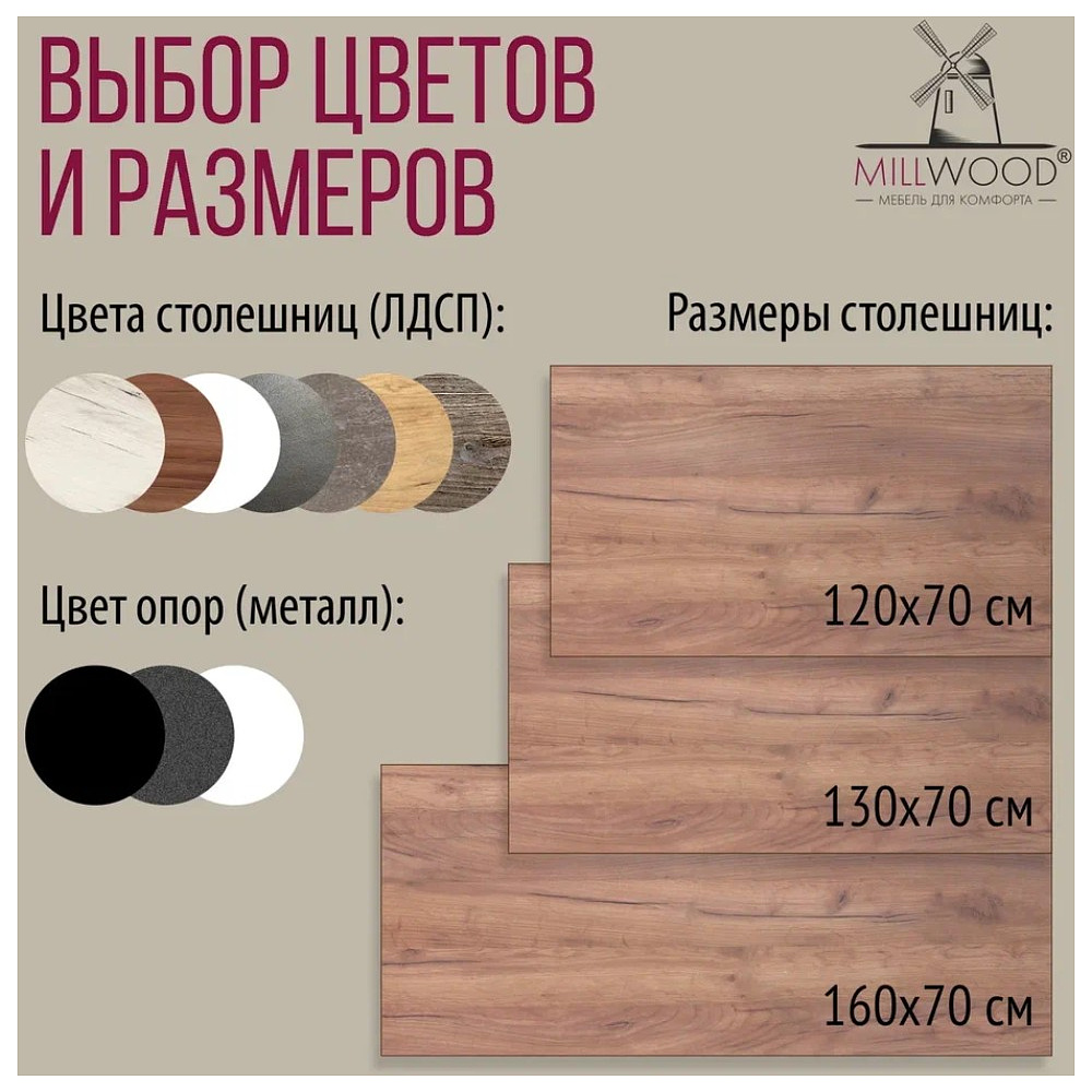 Стол письменный Millwood Лофт Сиэтл (ДТ-5), 1300х700 мм, дуб табачный крафт, белый - 11