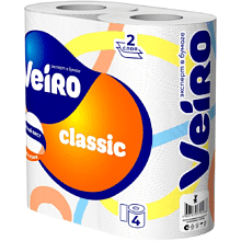 Бумага туалетная "Veiro Classic", 2 слоя, 4 рулона