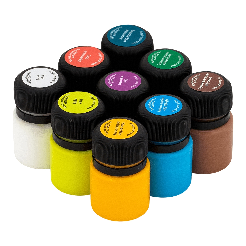 Краска акриловая матовая "Декола тропики", набор 9 цветов, 20 мл, банки - 8