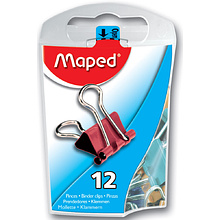 Зажим для бумаг Maped, 15 мм, 12 шт, ассорти
