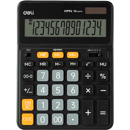 Калькулятор настольный Deli "EM994", черный, пластик, 206.3х155.8х33.7 мм