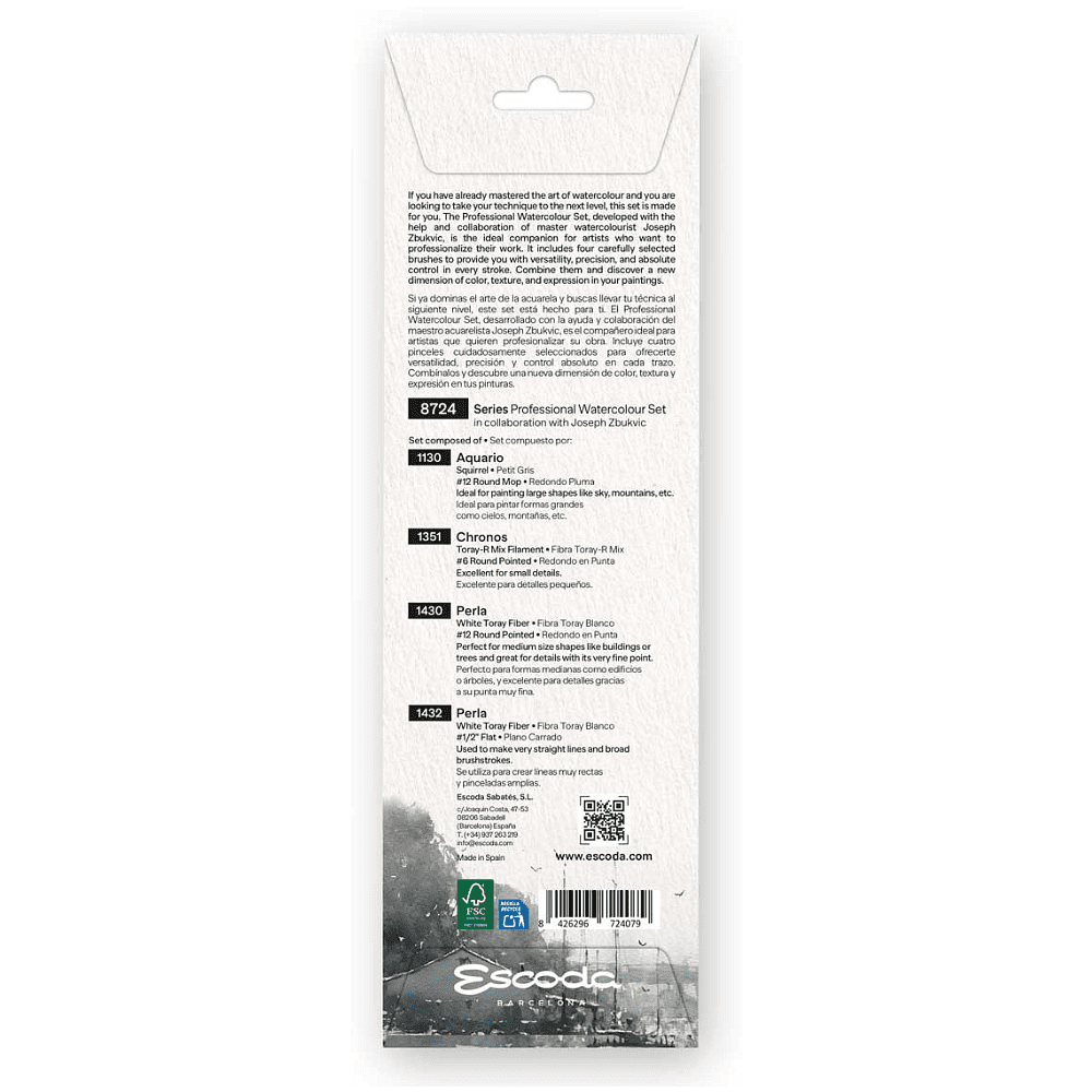 Набор кистей "Escoda. Professional watercolor set", набор 4 шт - 2