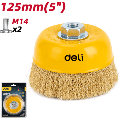 Щетка для УШМ Deli YS EDH-GSS125-E1, чашечная, проволочная, 125 мм - 2