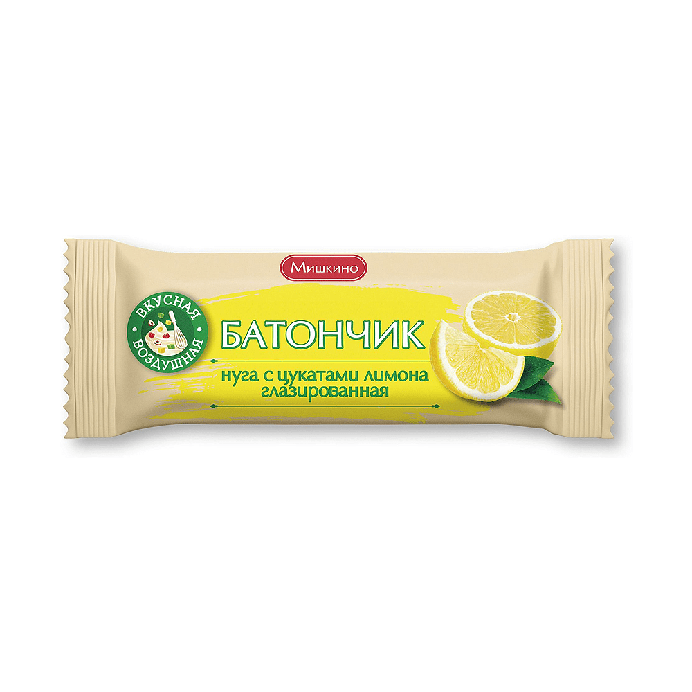 Батончик "Деликатесса", 50 гр, нуга с цукатами лимона глазированная