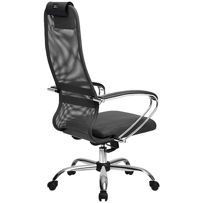 Кресло для руководителя "Metta BK-8", ткань, сетка, металл, серый - 2