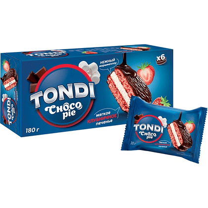 Печенье "Tondi" Choco Pie клубничный, 180 г