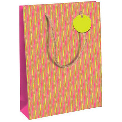 Пакет бумажный подарочный "Neon", 26.5x14x33 см, разноцветный