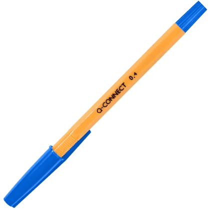 Ручка шариковая "Q-Connect", 0.4 мм, желтый, синий, стерж. синий