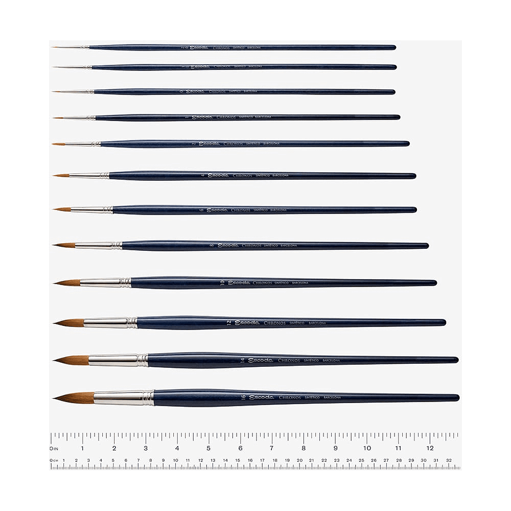 Кисть "Escoda Chronos", микс, круглая, на короткой ручке, № 2/0 - 3