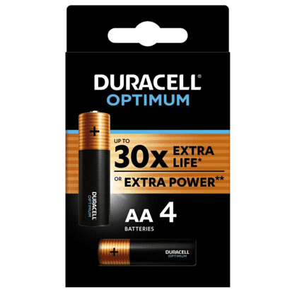 Батарейки алкалиновые DURACELL "Optimum LR06/MX2400 (AA)", 4 шт
