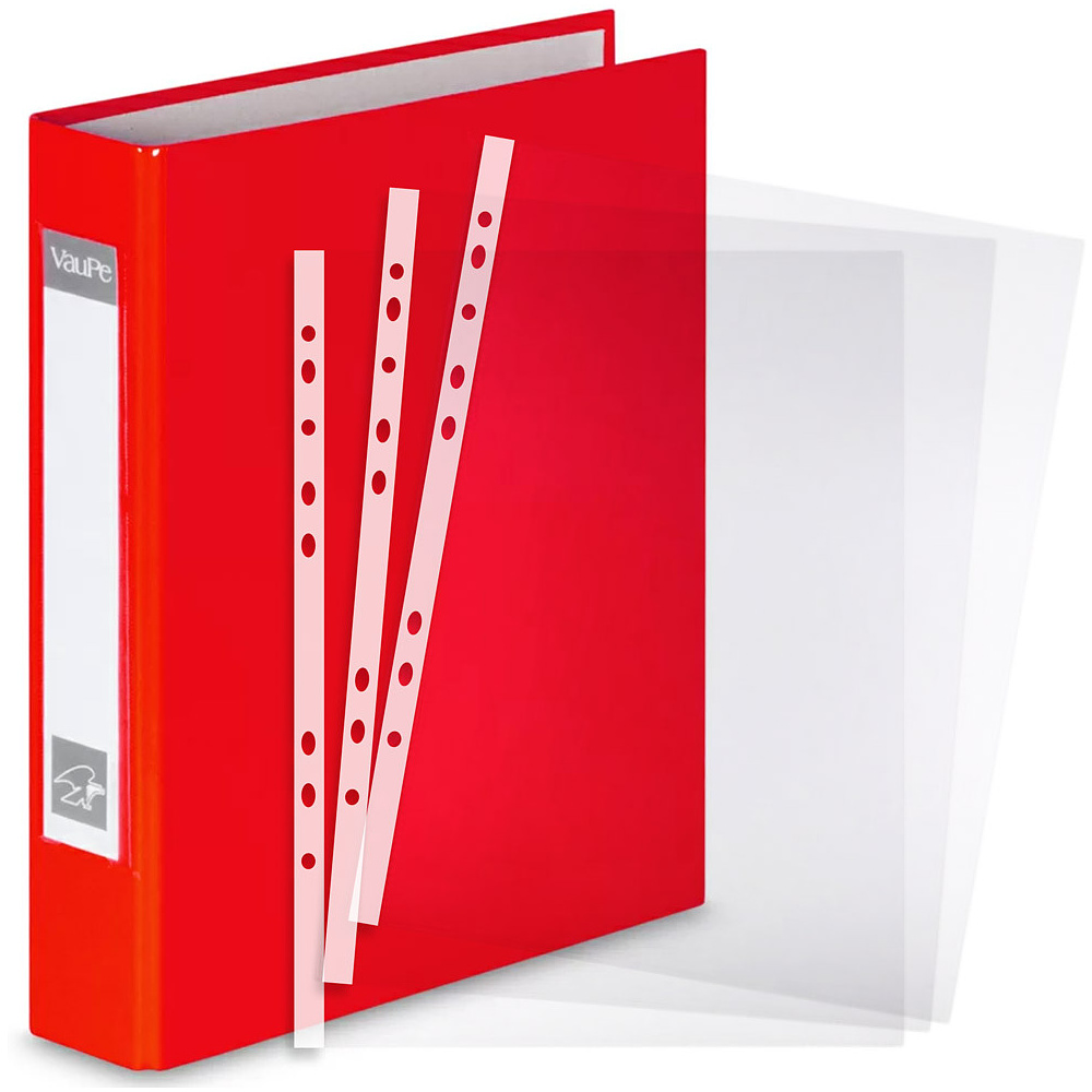 Набор папка на 4 кольца "VauPe", красный + файлы "Inter-folia", 100 шт
