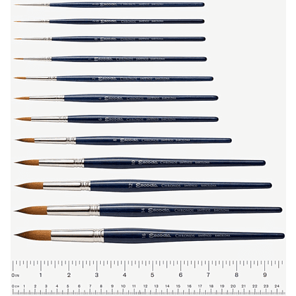 Кисть "Escoda Chronos", микс, круглая, на короткой ручке, № 2 - 3