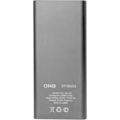 Внешний аккумулятор Power Bank "Iron line 20", 20000 mAh, металл, серебристый - 3