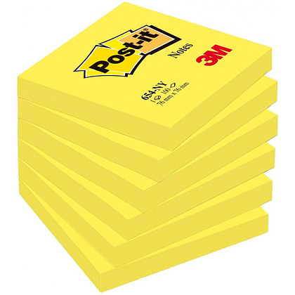Бумага для заметок на клейкой основе "Post-it Notes", 76x76 мм, 100 листов, желтый неон