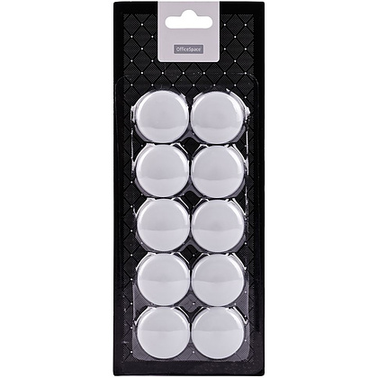Кнопки магнитные "OfficeSpace" 30 мм, 10 шт., белый
