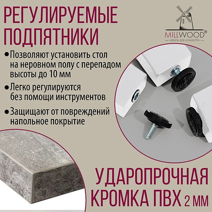 Стол письменный Millwood Лофт Сиэтл (ДТ-5), 1300х700 мм, бетон, белый - 7