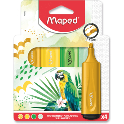 Набор маркеров текстовых Maped "Fluo Peps", 4 шт, ассорти, желтый