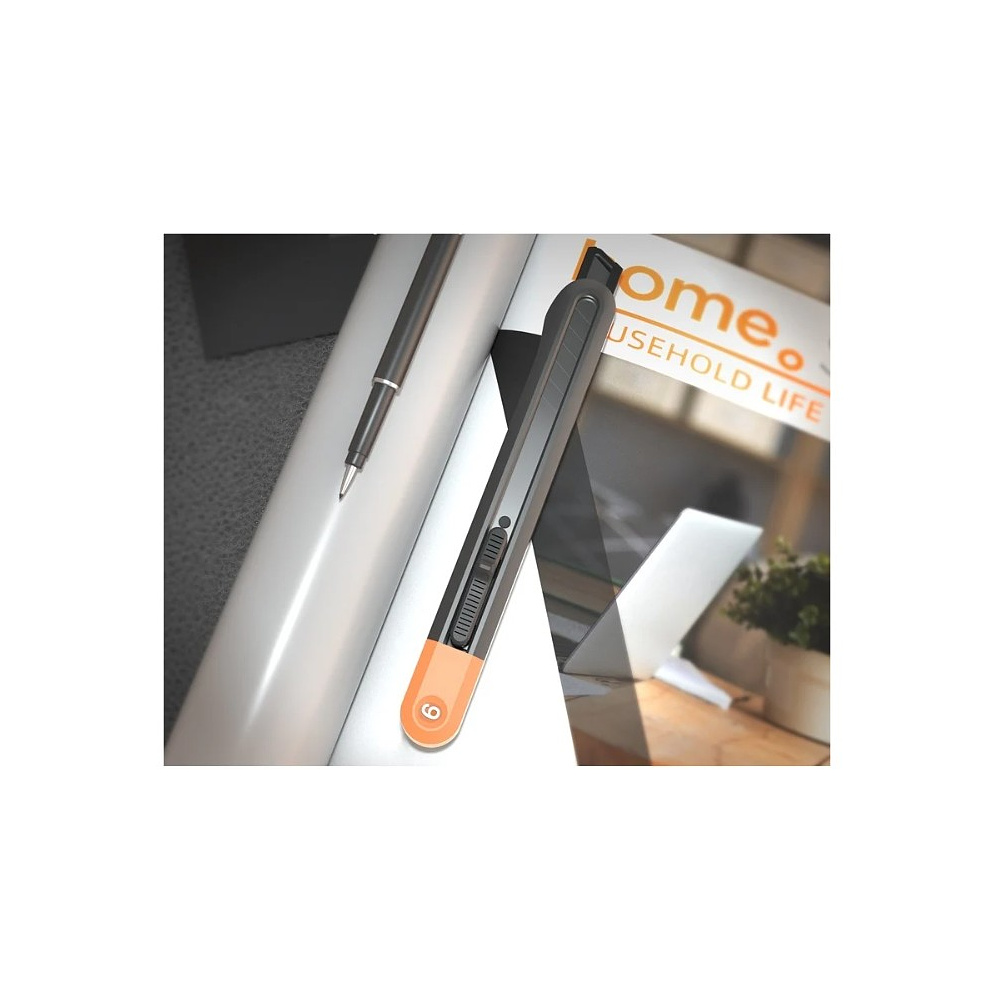 Набор ножей строительных Deli HS EHT4003C, 3 шт (ножи 9мм/18мм/трапеция), Soft Touch, оранжевый - 17