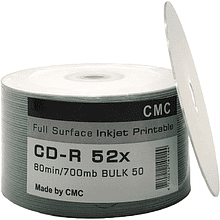 Диск CD-R, 700Mб, 52x, CMC Printable, 50 шт