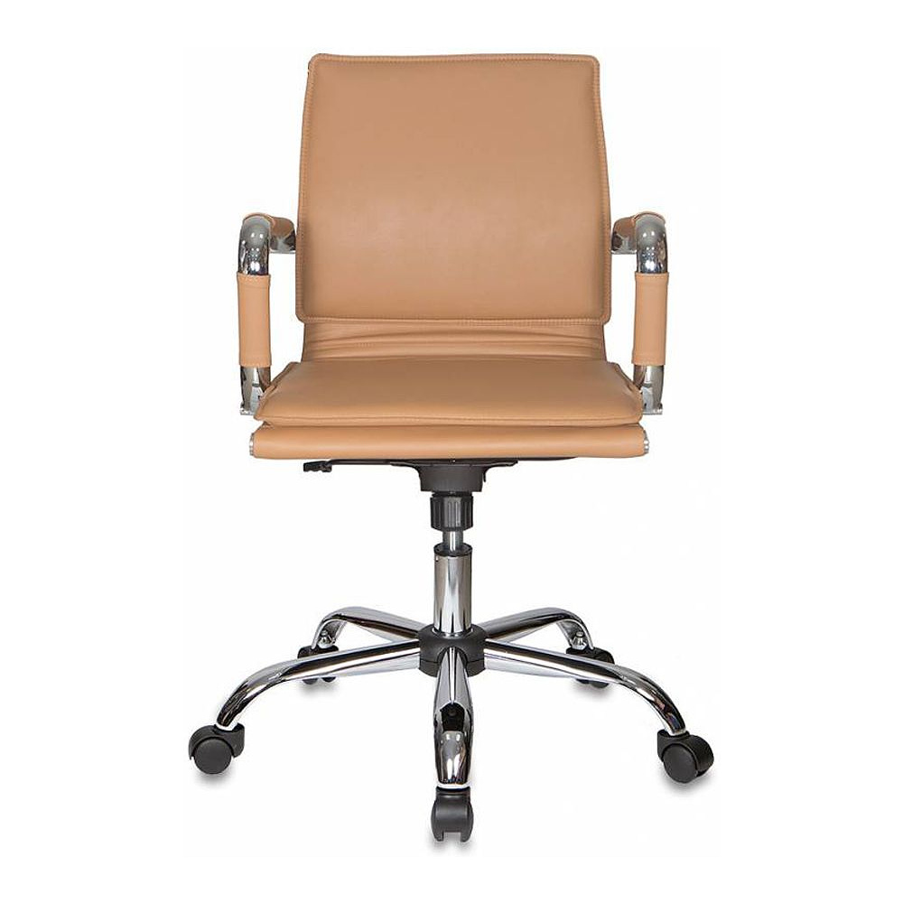 Кресло для руководителя "Бюрократ CH-993" низкая спинка, кожзам, хром, светло-коричневый - 2