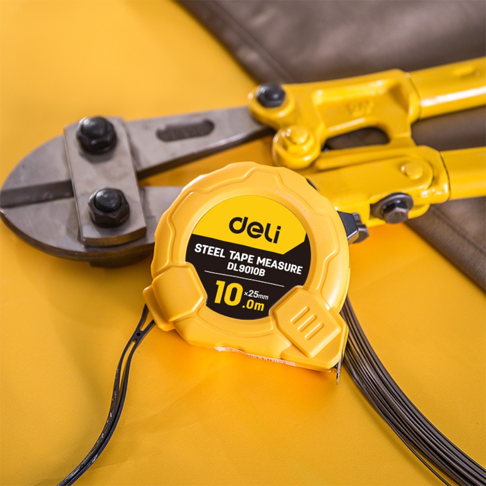 Рулетка Deli YS EDL9010B, 10 м х 25 мм, желтый - 5