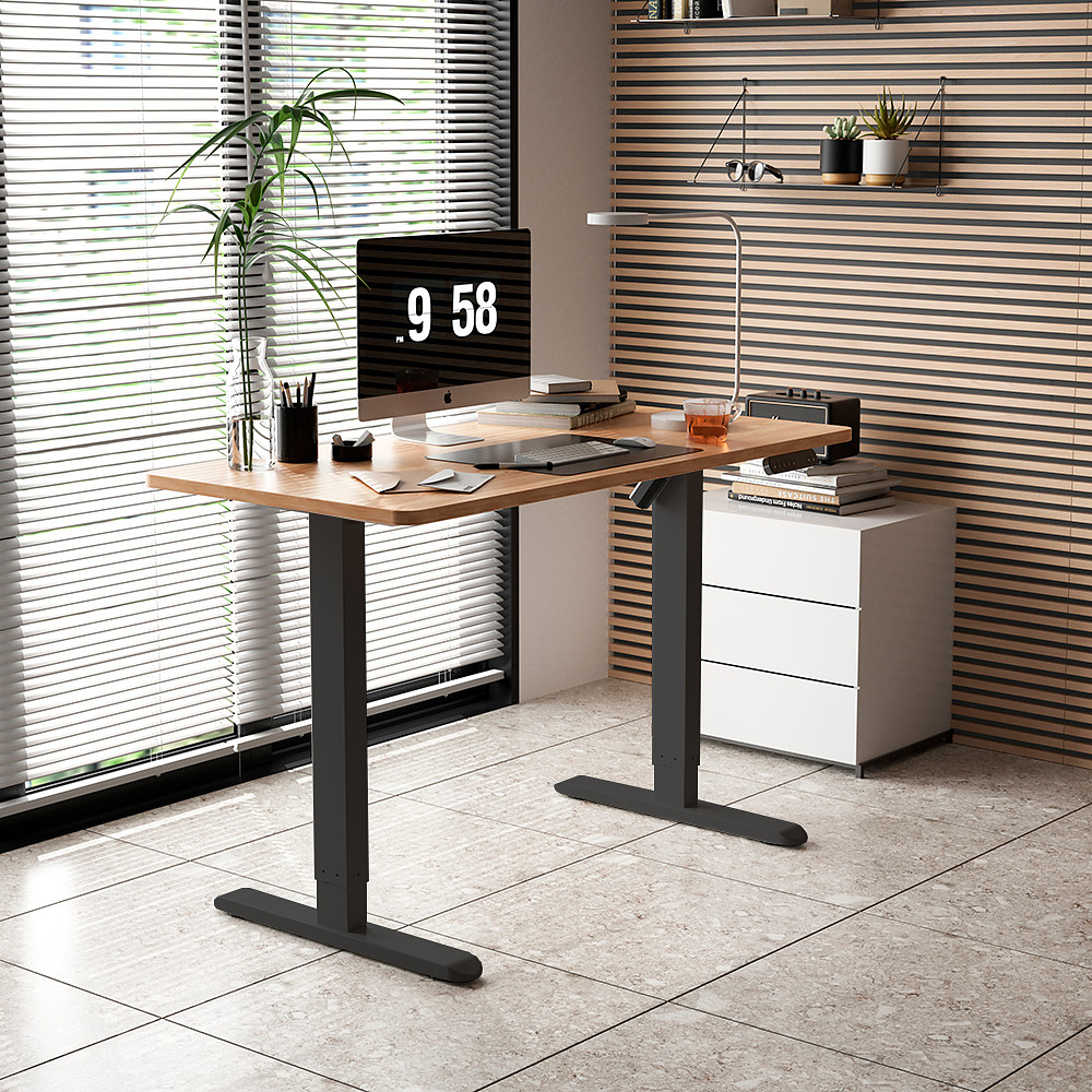 Стол с электроприводом WellDesk Basic 1300x675х18 черный/дуб термо черно-коричневый (9191456+9178193) - 6