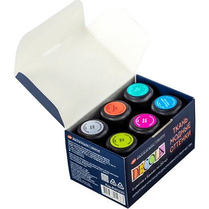 Контур акриловый по ткани "Декола модные оттенки", набор 6 цветов, 20 мл, банки - 4