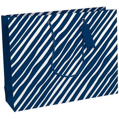 Пакет бумажный подарочный "Men in blue", 37.3x11.8x27.5 см, синий