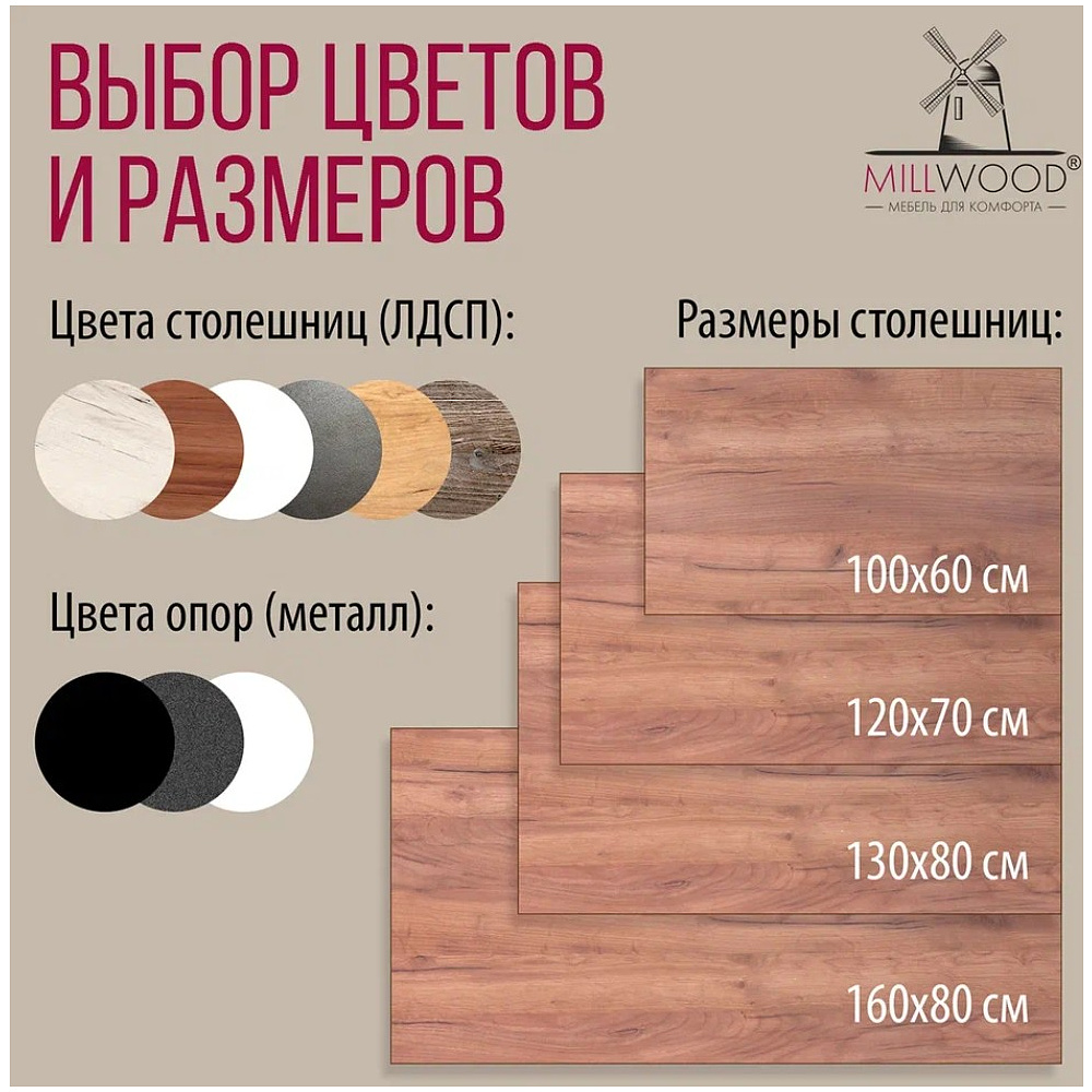 Стол Millwood Сеул, 1200х700 мм, дуб табачный крафт, белый - 10