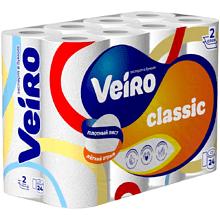 Бумага туалетная "Veiro Classic", 2 слоя, 24 рулона