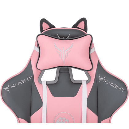 Кресло игровое Бюрократ Knight "Catzy", экокожа, пластик, серый, розовый - 14