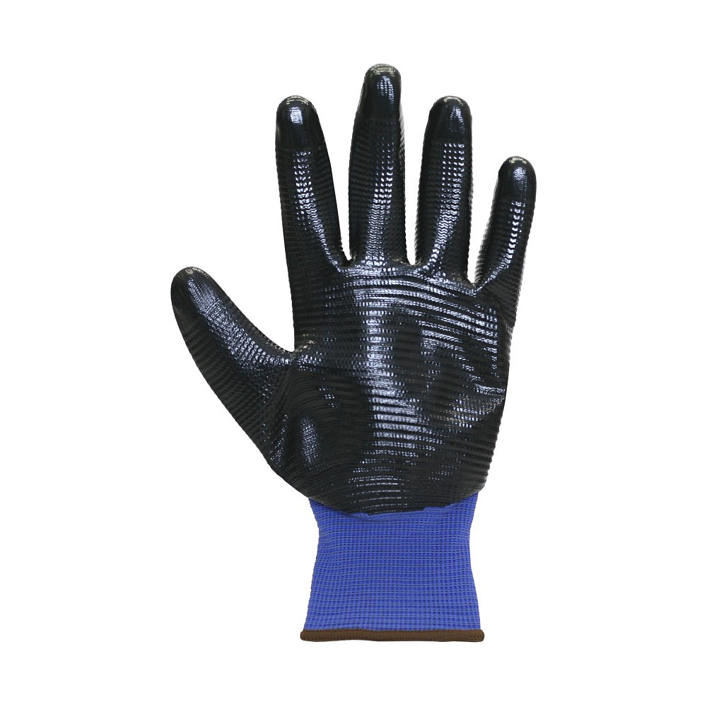 Перчатки полиэстеровые BVB с нитриловым покрытием, Арматурщик, 13 кл. вязки, р-р 10, синий, черный - 2