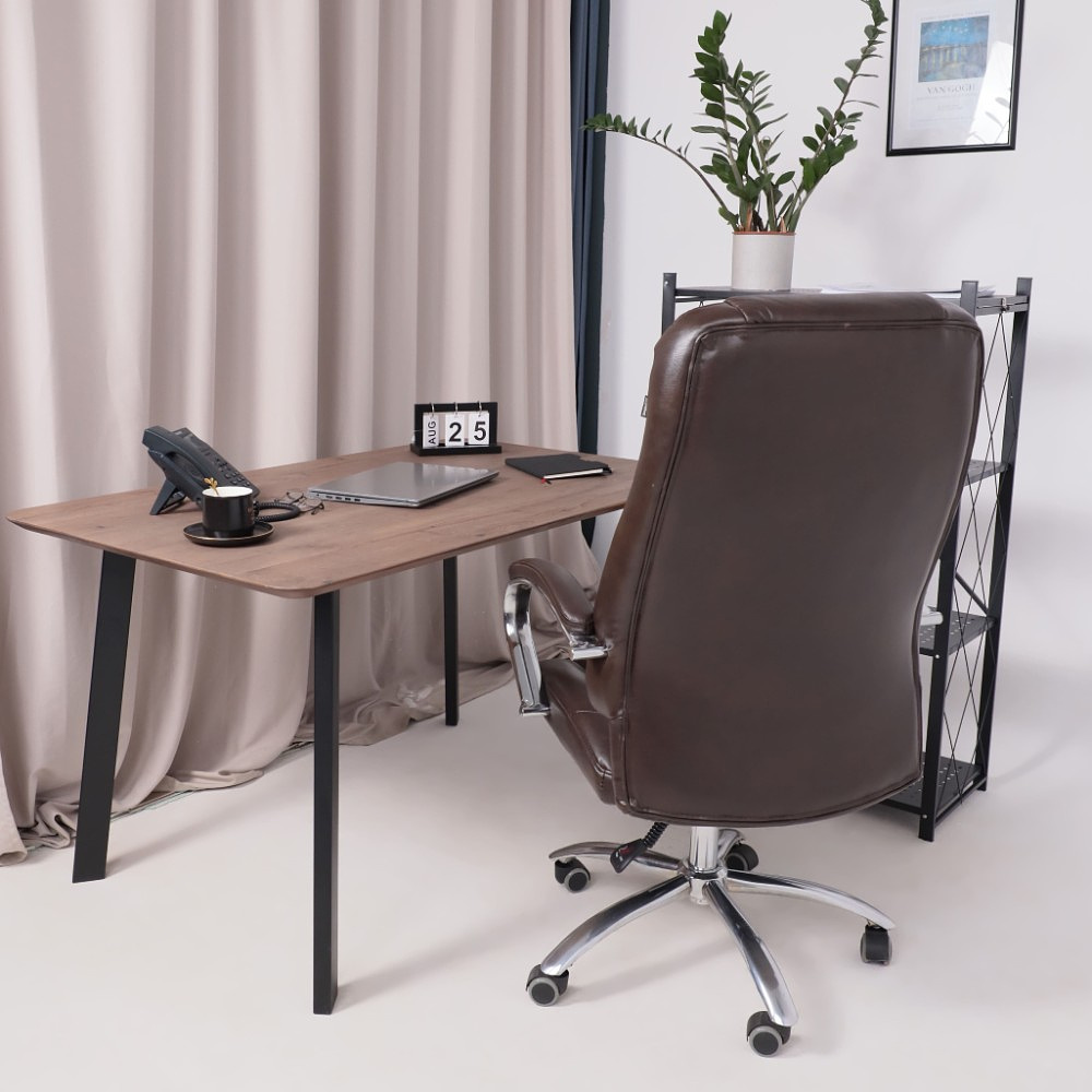 Кресло для руководителя "KING A" поворотное, хром, натуральная кожа, темно-коричневый - 27