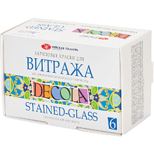 Краска акриловая для витража "Декола", набор 6 цветов
