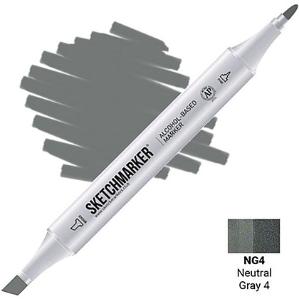 Маркер перманентный двусторонний "Sketchmarker", NG4 серый нейтральный №4