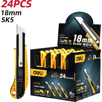 Нож универсальный "Deli DL003B", 18 мм, усиленный, 24 штуки в упаковке - 6
