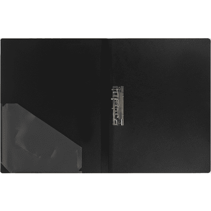 Папка В-611 "Стандарт" с зажимом и карманом, пластик , черный - 2