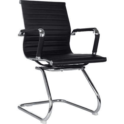 Кресло на полозьях "Бюрократ CH-883-LOW-V", экокожа, черный, металл хром