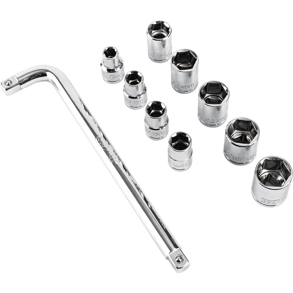 Набор головок торцевых Deli YS EDL2010T, 10-24 мм, 1/2", 10 шт., серебристый - 4