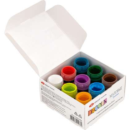 Краска акриловая матовая "Декола тропики", набор 9 цветов, 20 мл, банки - 4