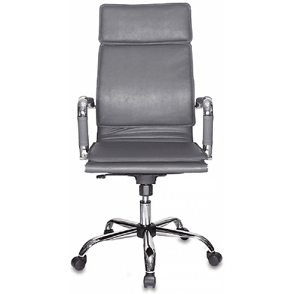 Кресло для руководителя "Бюрократ CH-993" высокая спинка, экокожа, хром, серый - 2