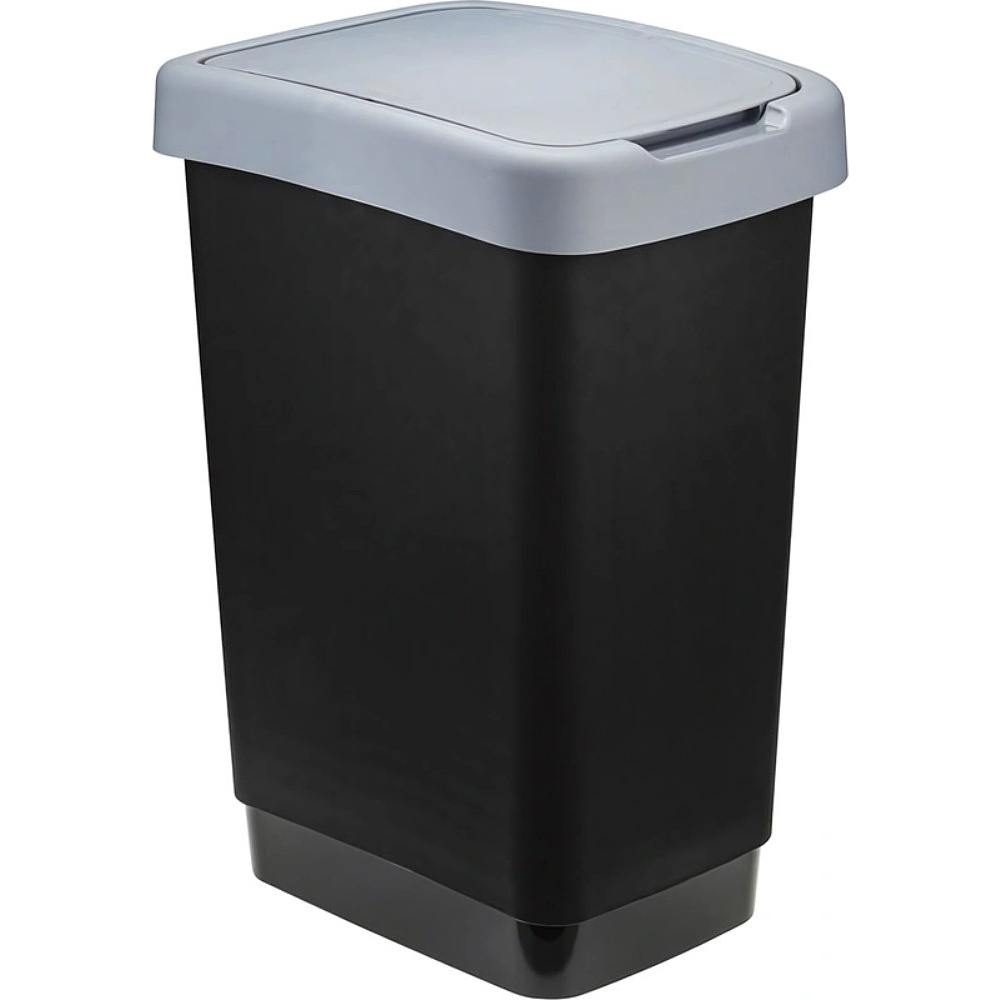 Урна для мусора IDEA, 25 л, пластик, черный, серый
