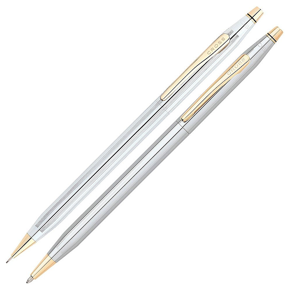 Набор "Cross Classic Century Medalist": ручка шариковая автоматическая и карандаш автоматический, серебристый, золотистый