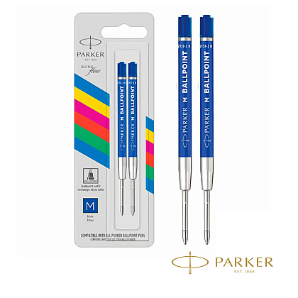 Стержень шариковый "Parker CW216654", M (средний), 1 мм, 2 шт., синий 