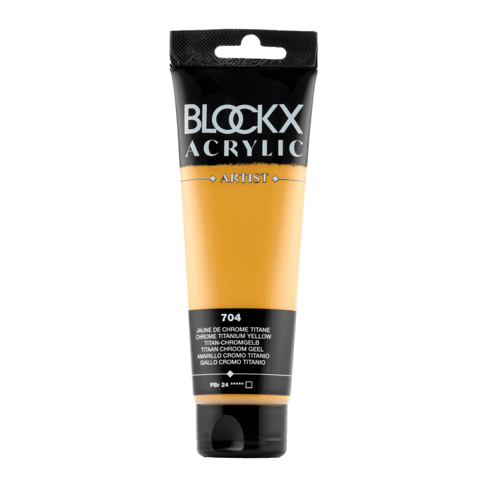 Краски акриловые "Blockx", 704 хром-титан желтый, 120 мл
